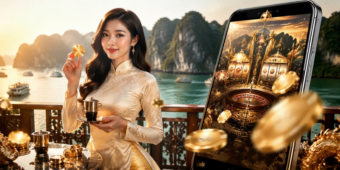 Người mặc áo dài tham gia casino trực tuyến tại Hạ Long trên điện thoại